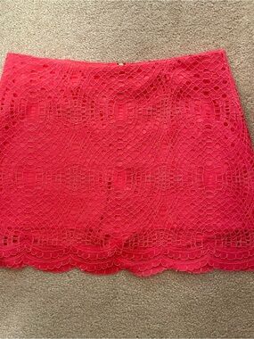 Lilly Pulitzer Women's Neon Coral Pink Lace Mini Skort